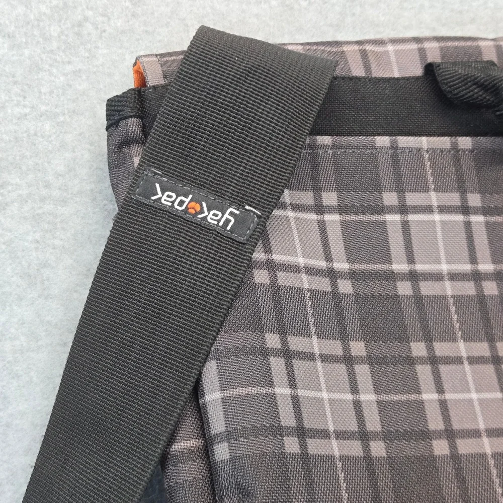 Yak Pak Messenger Bag Grey Plaid Orange Lining Laptop Sleeve Crossbody Y2K
